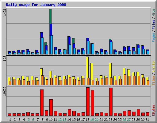 Daily usage for January 2008