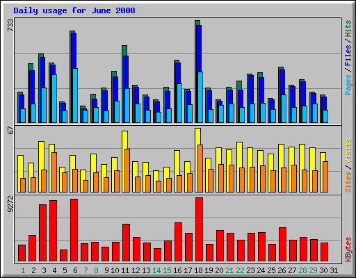 Daily usage for June 2008