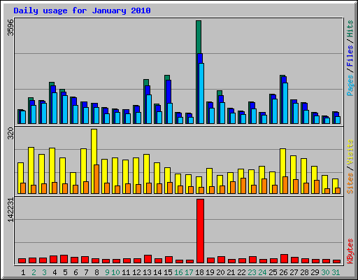 Daily usage for January 2010