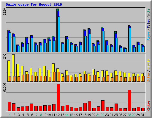 Daily usage for August 2010