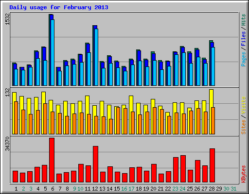 Daily usage for February 2013