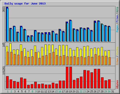 Daily usage for June 2013