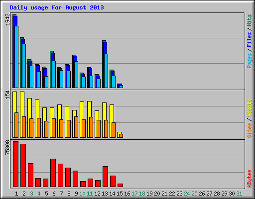 Daily usage for August 2013