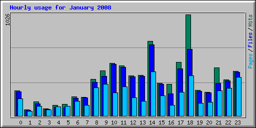 Hourly usage for January 2008