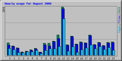 Hourly usage for August 2008