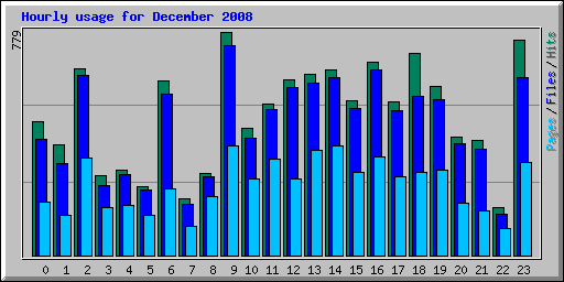Hourly usage for December 2008