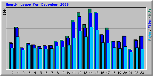 Hourly usage for December 2009